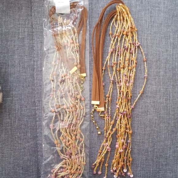 💥4/$20 STATEMENT NECKLACE Iridescent beads Leather Choker NEW - Picture 8 of 8